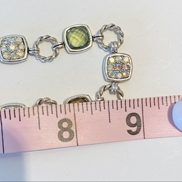 Jewelry Set Rhinestones Topaz SilverTone Necklace/Earrings Contemporary - Picture 7 of 8